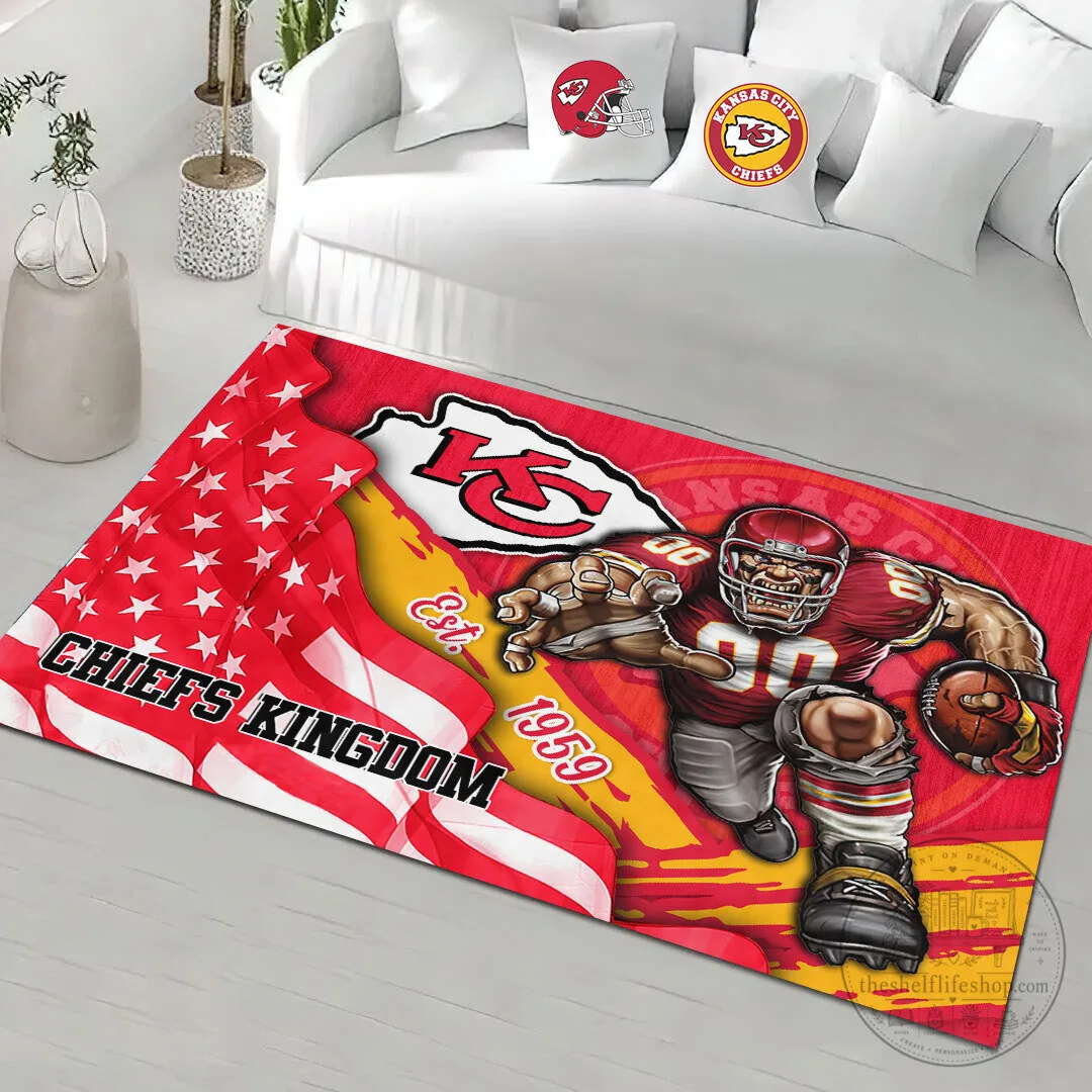 Kansas City Chiefs American Flag Football Player Area Rug