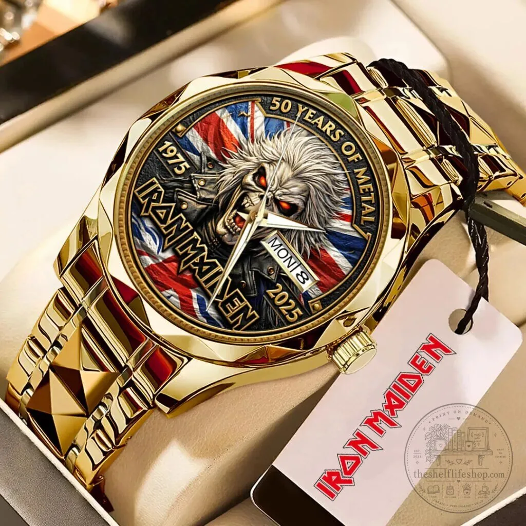 Eddie The Head Gold Tone Luxury Quartz Watch – Celebrating Iron Maiden's 50th Anniversary