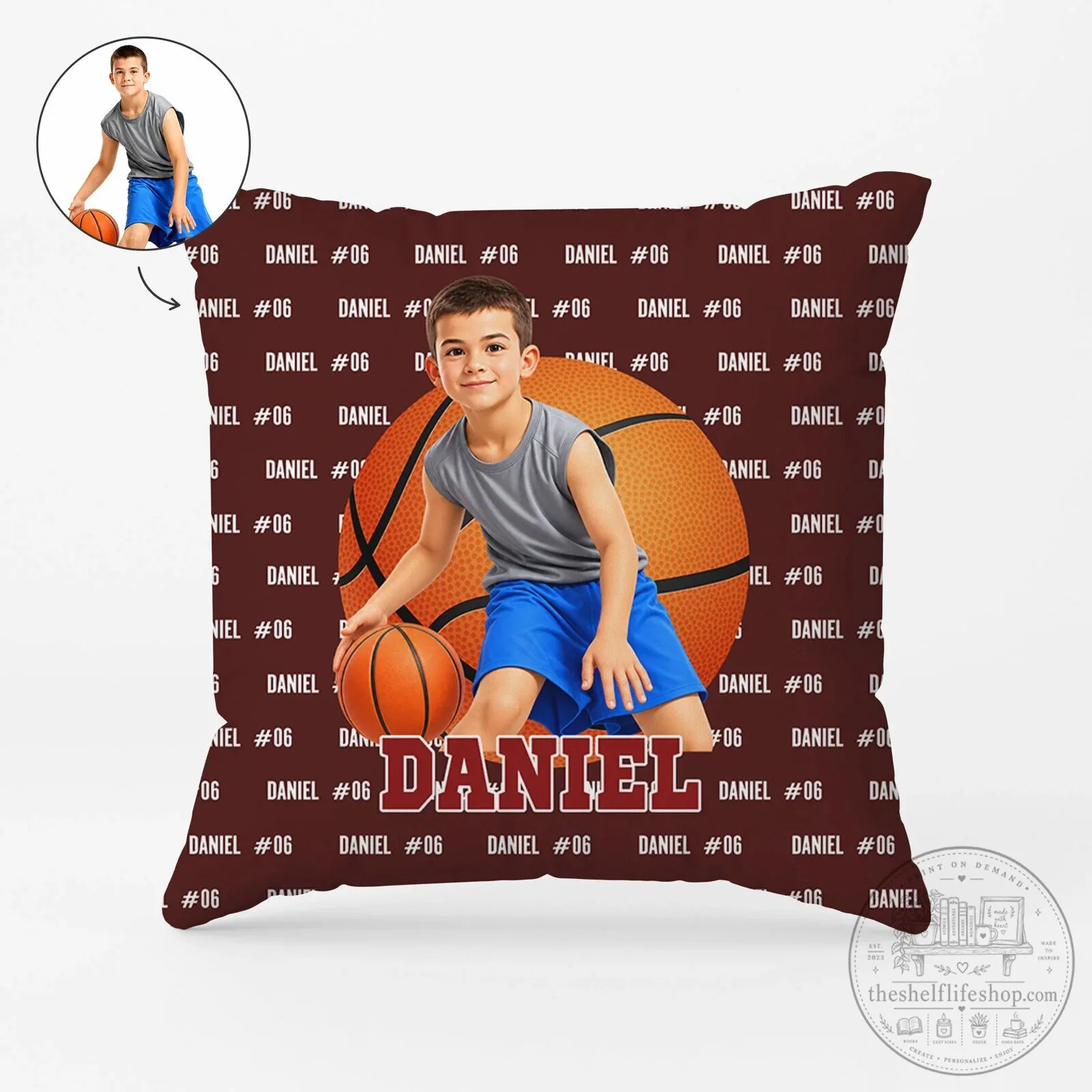 Personalized Basketball Player Photo Pillow for Young Athletes