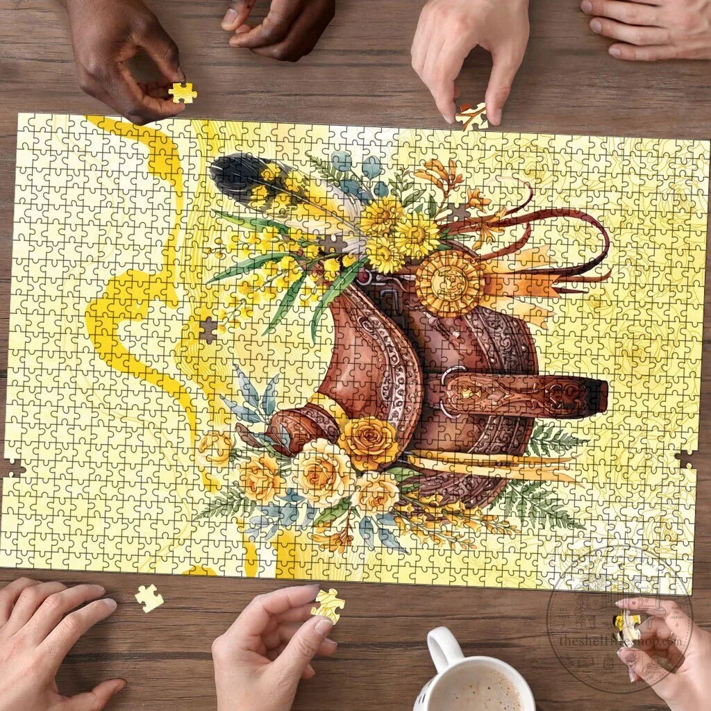 Melbourne Horse Floral Saddle Yellow Rose With Wattle Flowers Jigsaw Puzzle 6 Melbourne Horse Floral Saddle Yellow Rose With Wattle Flowers Jigsaw Puzzle