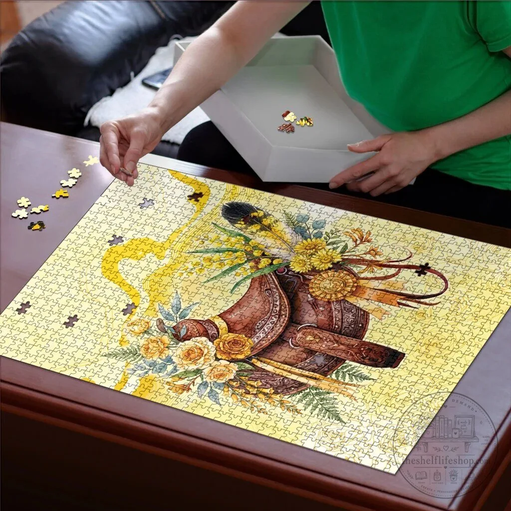 Melbourne Horse Floral Saddle Yellow Rose With Wattle Flowers Jigsaw Puzzle 7 Melbourne Horse Floral Saddle Yellow Rose With Wattle Flowers Jigsaw Puzzle