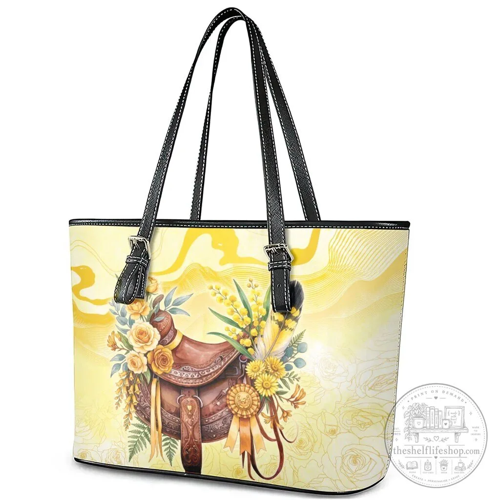 Melbourne Horse Floral Saddle Yellow Rose Wattle Flowers Leather Tote Bag 13 Melbourne Horse Floral Saddle Yellow Rose Wattle Flowers Leather Tote Bag