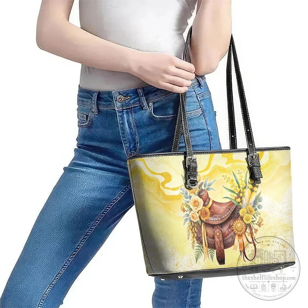 Melbourne Horse Floral Saddle Yellow Rose Wattle Flowers Leather Tote Bag 14 Melbourne Horse Floral Saddle Yellow Rose Wattle Flowers Leather Tote Bag