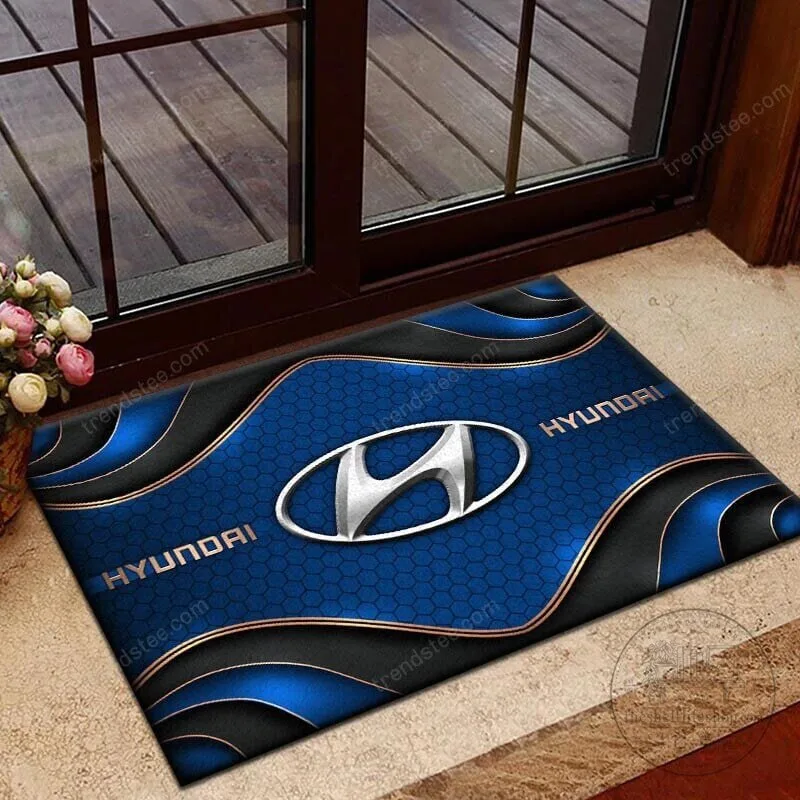 Hyundai Motor Company Blue Honeycomb Pattern Welcome Doormat