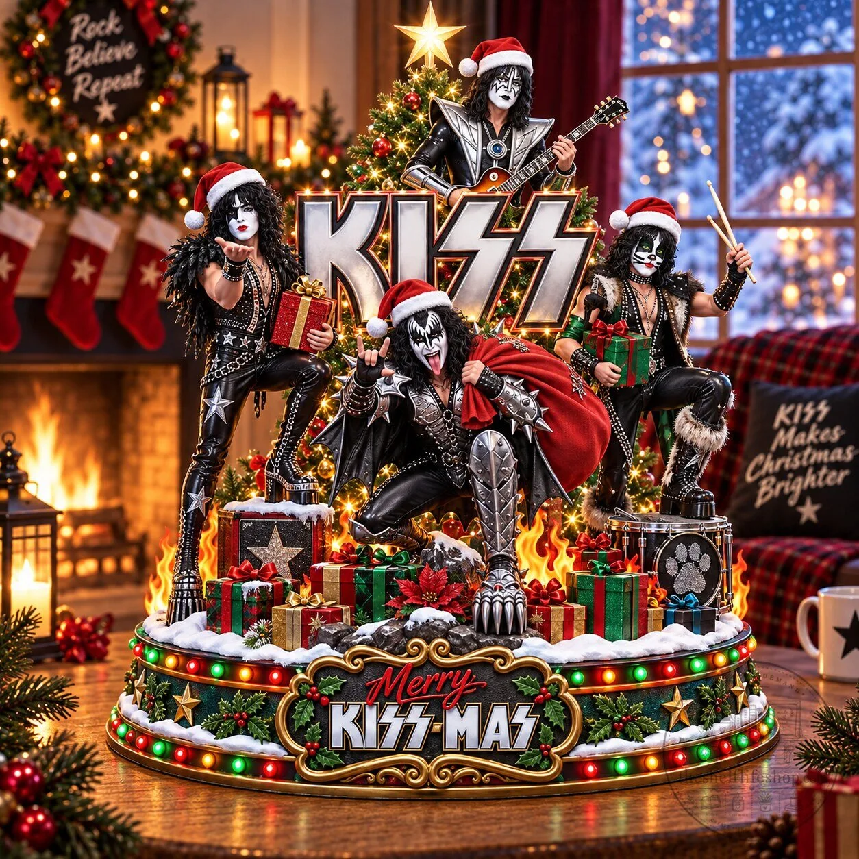 KISS Merry Kissmas Christmas Band Figurine Collectible