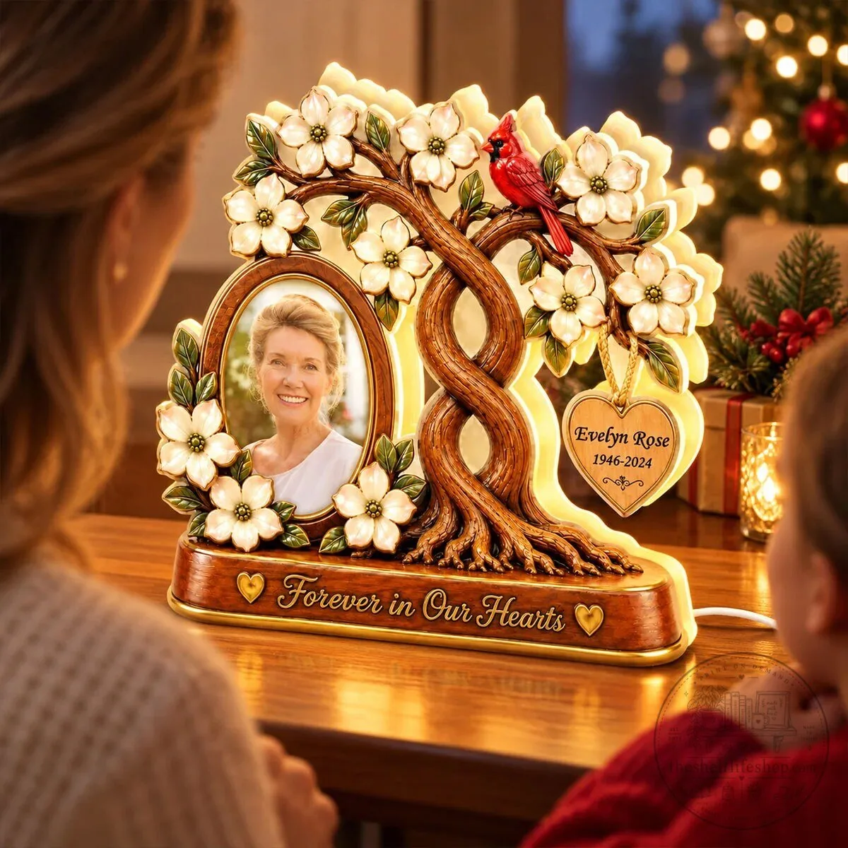 Personalized Memorial Family Tree Photo Light Box with Cardinal and Dogwood Flowers 19 Personalized Memorial Family Tree Photo Light Box with Cardinal and Dogwood Flowers