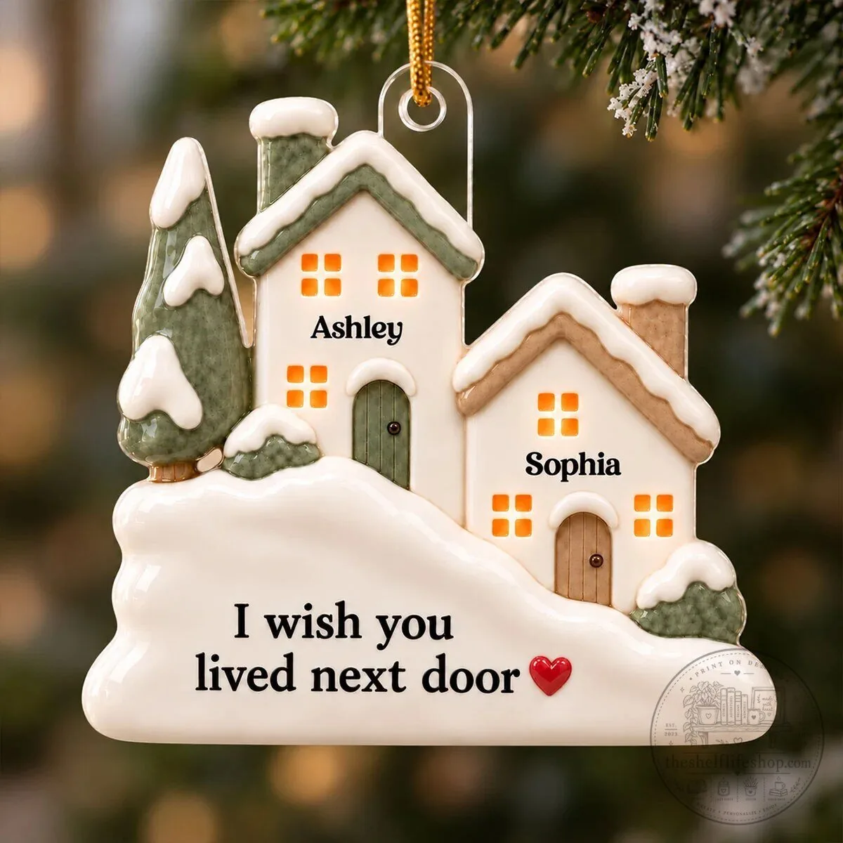 Personalized I Wish You Lived Next Door Best Friends Christmas Ornament