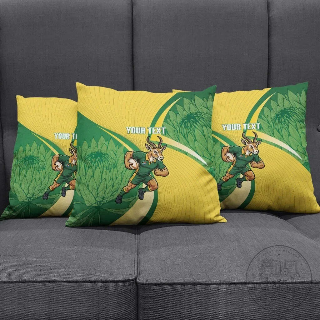 South Africa Rugby Springboks Mascot Custom Text Throw Pillow Cover 11 South Africa Rugby Springboks Mascot Custom Text Throw Pillow Cover