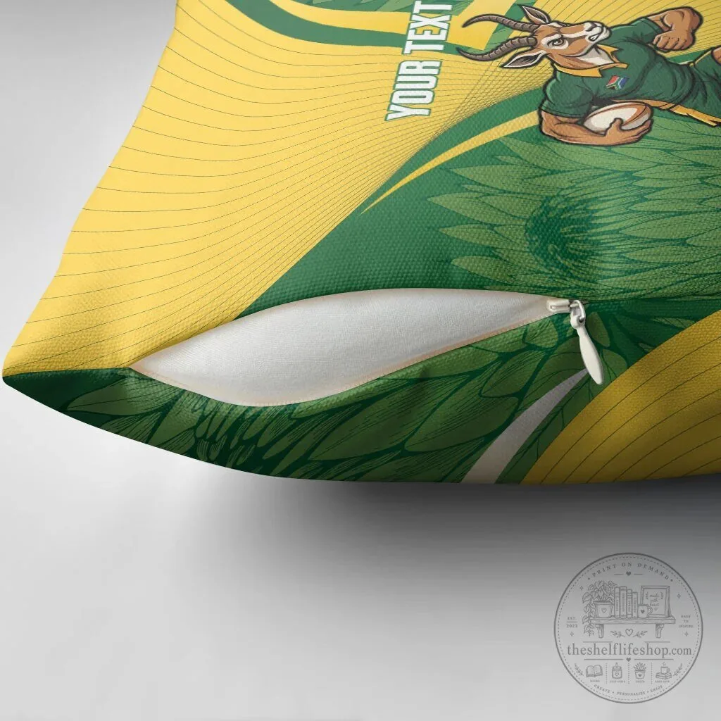 South Africa Rugby Springboks Mascot Custom Text Throw Pillow Cover 13 South Africa Rugby Springboks Mascot Custom Text Throw Pillow Cover