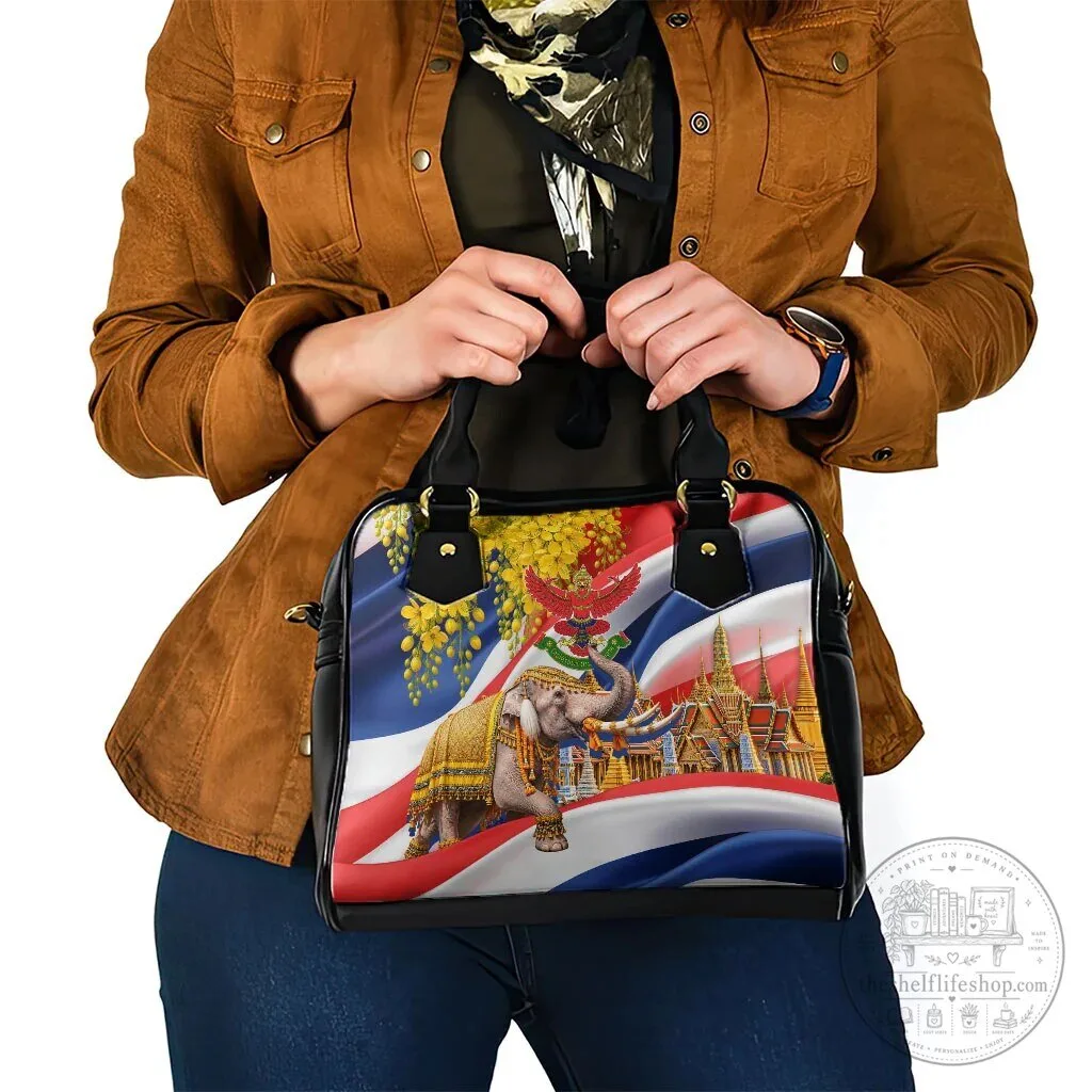 Thailand Flag Elephant Golden Buddha Temple Art Shoulder Handbag 13 Thailand Flag Elephant Golden Buddha Temple Art Shoulder Handbag