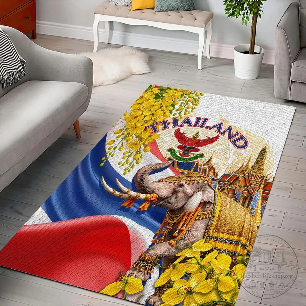 Thailand Golden Elephant and Temple Thai Culture Heritage Area Rug 10 Thailand Golden Elephant and Temple Thai Culture Heritage Area Rug