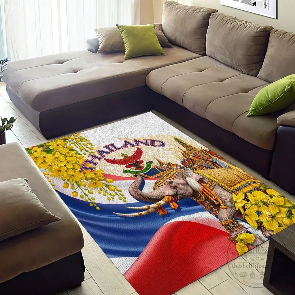 Thailand Golden Elephant and Temple Thai Culture Heritage Area Rug 11 Thailand Golden Elephant and Temple Thai Culture Heritage Area Rug
