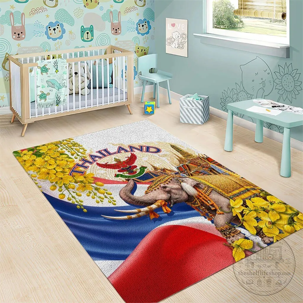 Thailand Golden Elephant and Temple Thai Culture Heritage Area Rug 13 Thailand Golden Elephant and Temple Thai Culture Heritage Area Rug