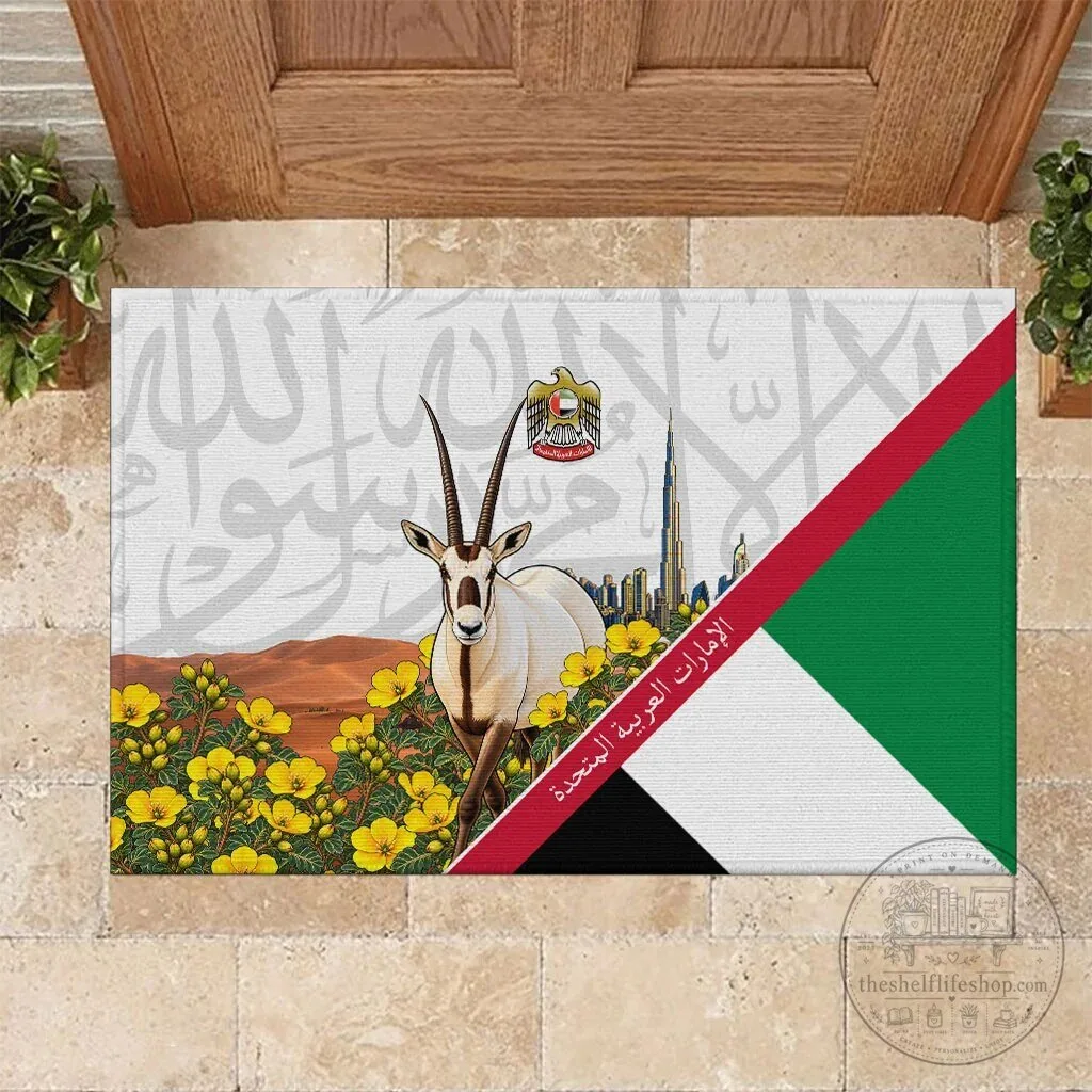 United Arab Emirates National Day Arabian Oryx Floral Doormat 7 United Arab Emirates National Day Arabian Oryx Floral Doormat