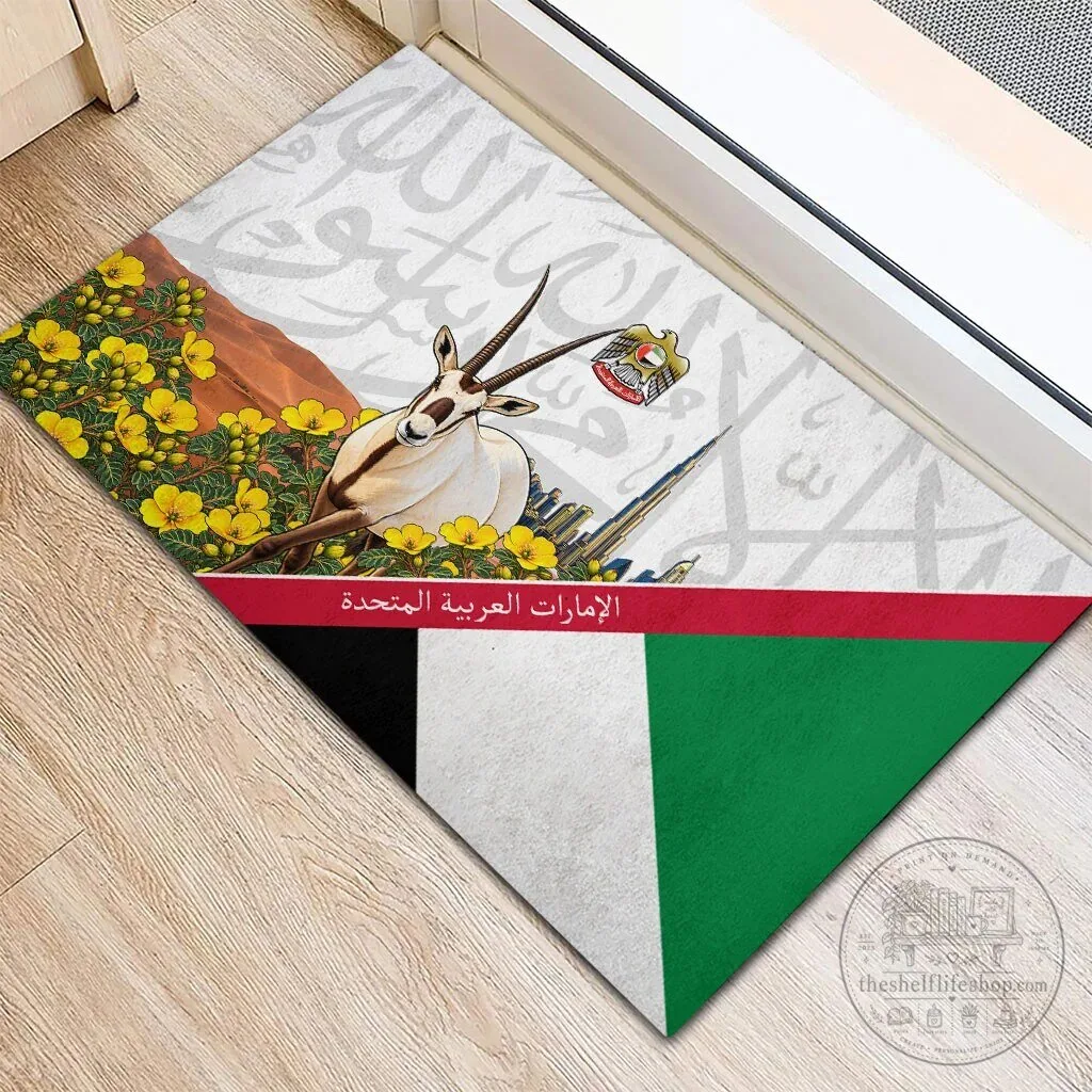 United Arab Emirates National Day Arabian Oryx Floral Doormat 11 United Arab Emirates National Day Arabian Oryx Floral Doormat