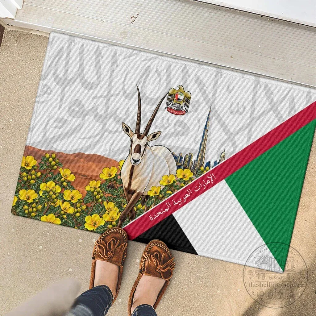 United Arab Emirates National Day Arabian Oryx Floral Doormat 13 United Arab Emirates National Day Arabian Oryx Floral Doormat
