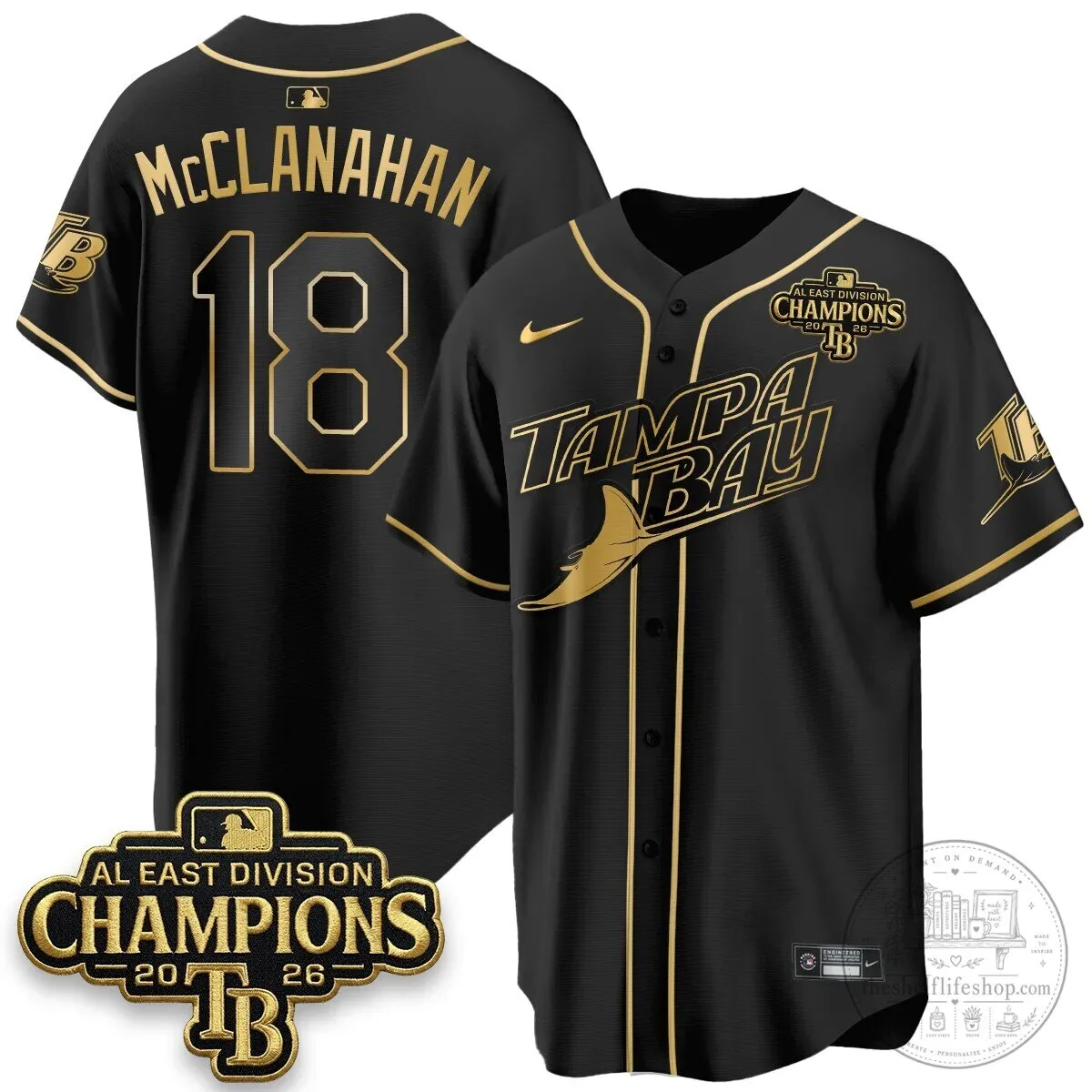 Yandy Diaz Baseball Jersey - 2026 AL East Division Champions, Tampa Bay Rays 46 Yandy Diaz Baseball Jersey - 2026 AL East Division Champions, Tampa Bay Rays