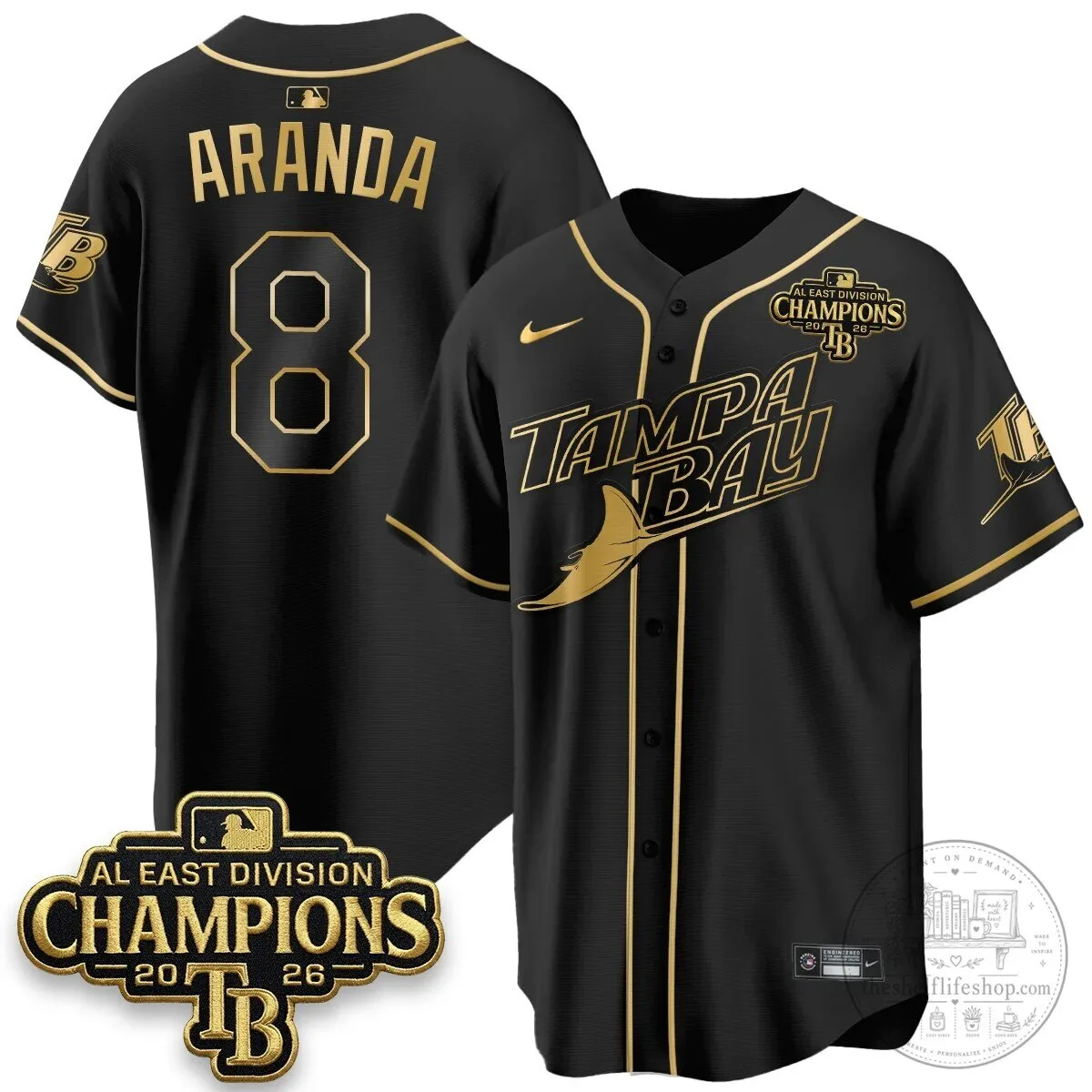 Yandy Diaz Baseball Jersey - 2026 AL East Division Champions, Tampa Bay Rays 49 Yandy Diaz Baseball Jersey - 2026 AL East Division Champions, Tampa Bay Rays