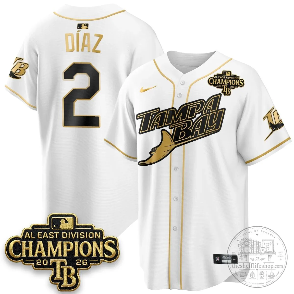 Yandy Diaz Baseball Jersey - 2026 AL East Division Champions, Tampa Bay Rays 52 Yandy Diaz Baseball Jersey - 2026 AL East Division Champions, Tampa Bay Rays