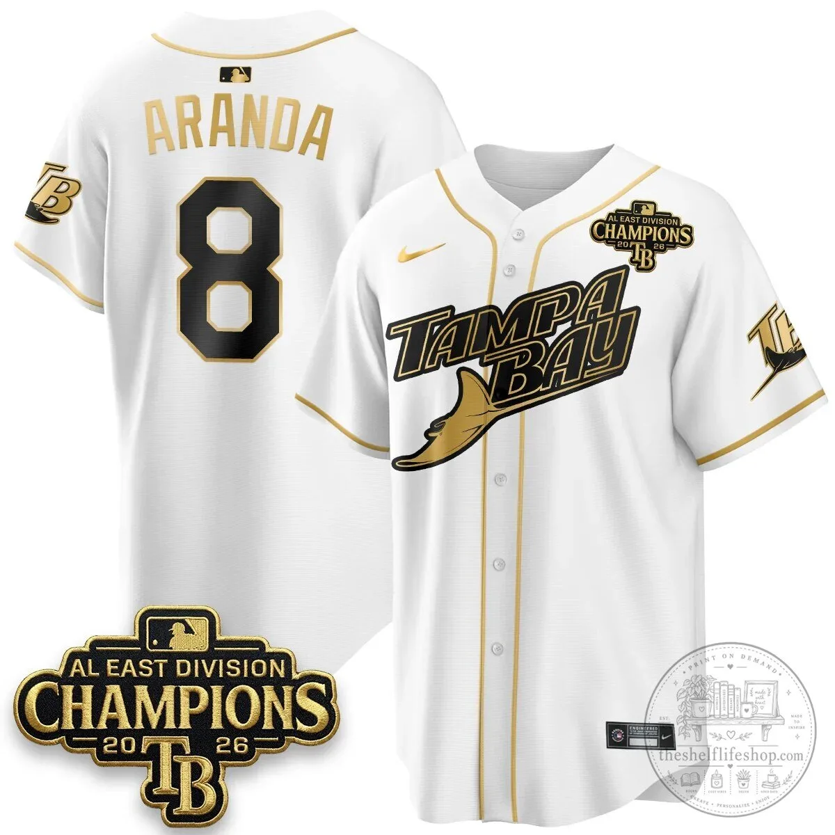 Yandy Diaz Baseball Jersey - 2026 AL East Division Champions, Tampa Bay Rays 57 Yandy Diaz Baseball Jersey - 2026 AL East Division Champions, Tampa Bay Rays