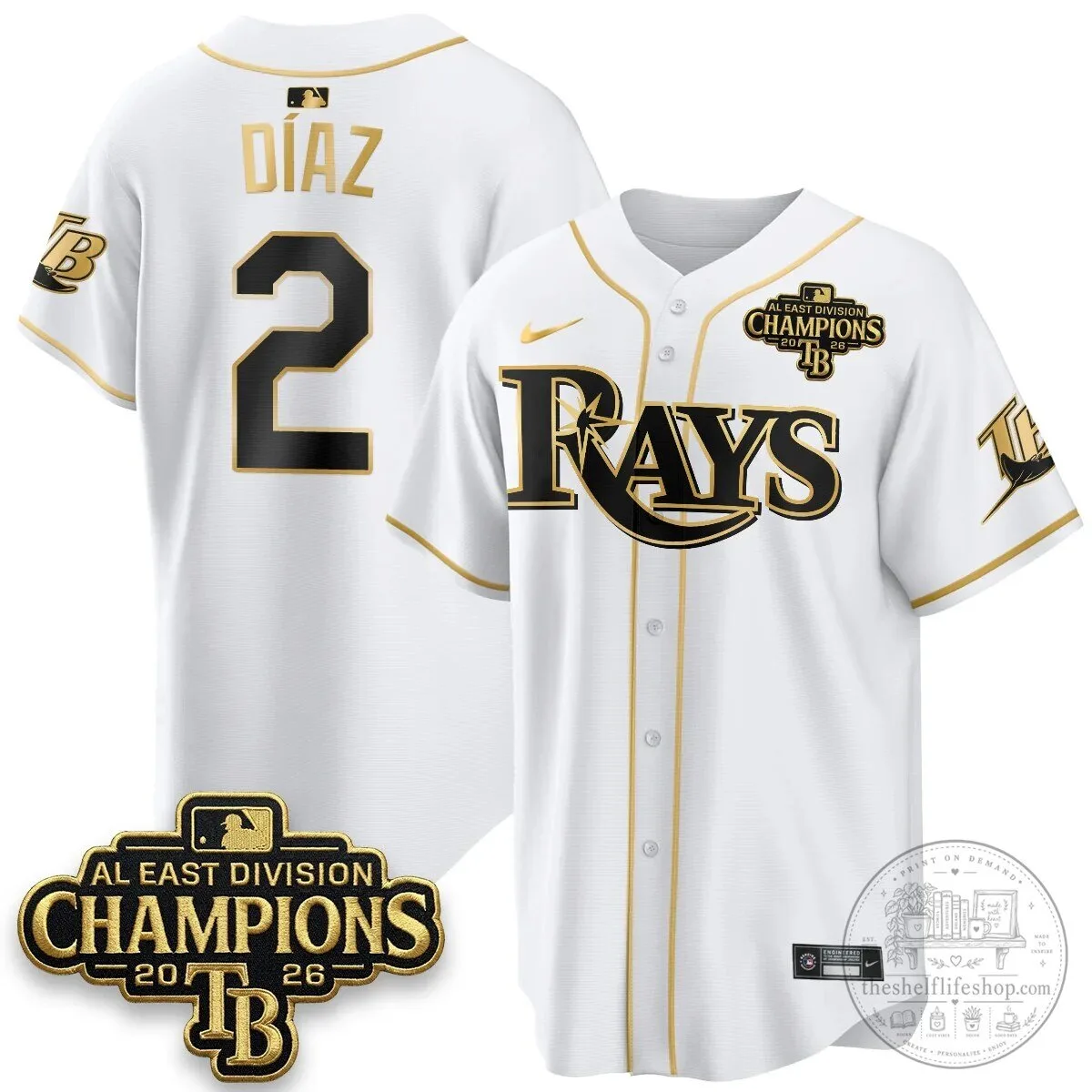 Yandy Diaz Baseball Jersey - 2026 AL East Division Champions, Tampa Bay Rays 60 Yandy Diaz Baseball Jersey - 2026 AL East Division Champions, Tampa Bay Rays
