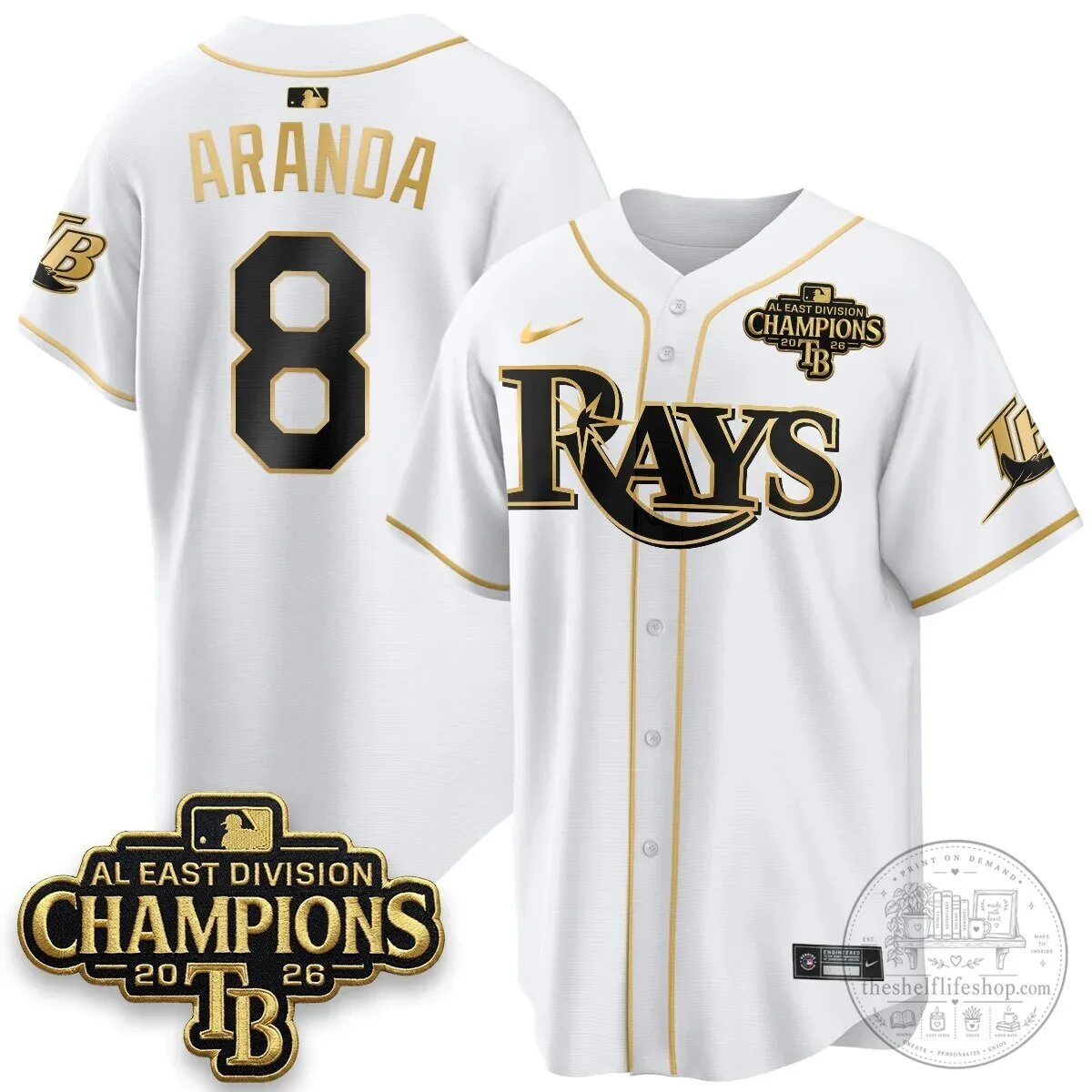 Yandy Diaz Baseball Jersey - 2026 AL East Division Champions, Tampa Bay Rays 65 Yandy Diaz Baseball Jersey - 2026 AL East Division Champions, Tampa Bay Rays