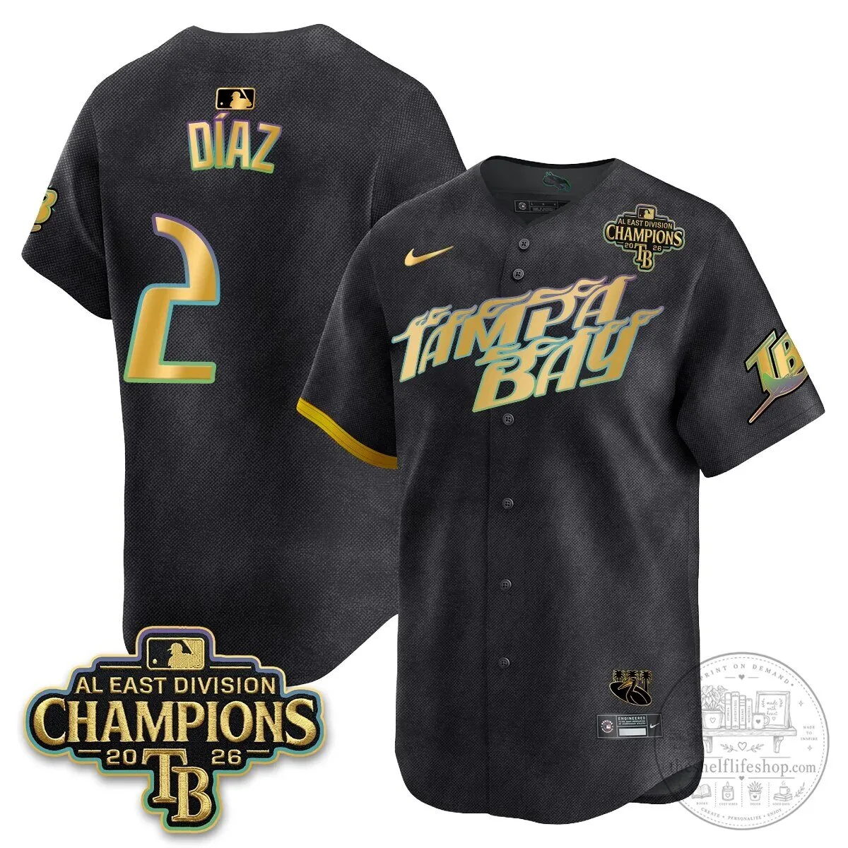 Yandy Diaz Baseball Jersey - 2026 AL East Division Champions, Tampa Bay Rays 68 Yandy Diaz Baseball Jersey - 2026 AL East Division Champions, Tampa Bay Rays