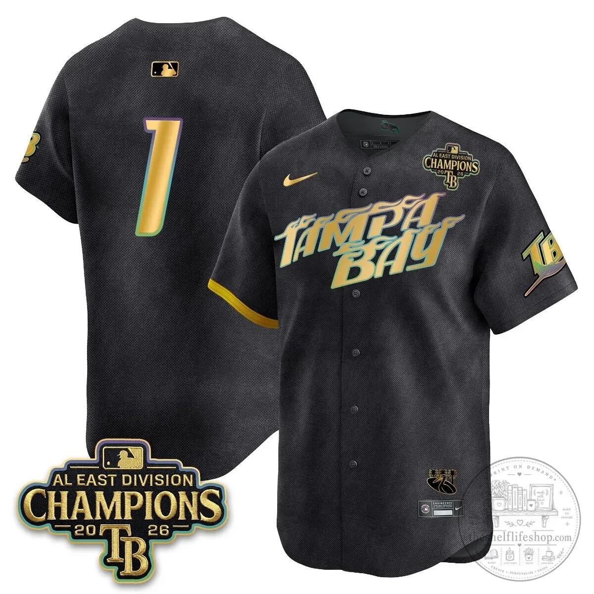 Yandy Diaz Baseball Jersey - 2026 AL East Division Champions, Tampa Bay Rays 75 Yandy Diaz Baseball Jersey - 2026 AL East Division Champions, Tampa Bay Rays