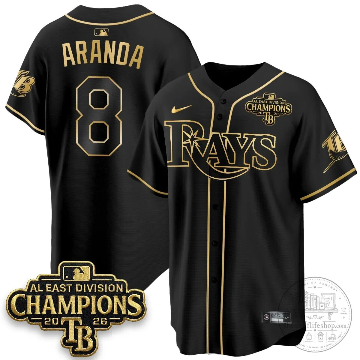 Yandy Diaz Baseball Jersey - 2026 AL East Division Champions, Tampa Bay Rays 81 Yandy Diaz Baseball Jersey - 2026 AL East Division Champions, Tampa Bay Rays