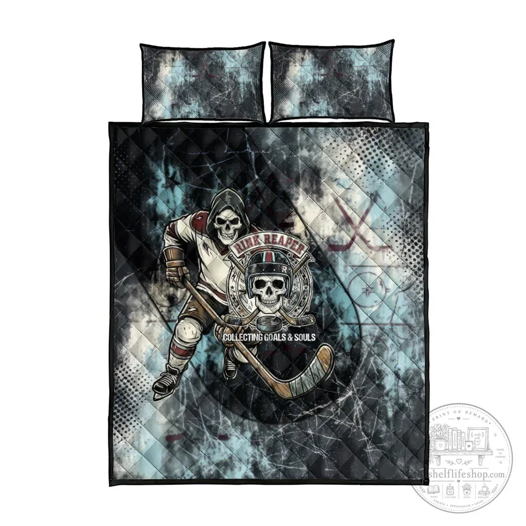 Ice Hockey Rink Reaper Grim Reaper Skeleton Quilt Bedding Set with Pillow Shams 10 Ice Hockey Rink Reaper Grim Reaper Skeleton Quilt Bedding Set with Pillow Shams