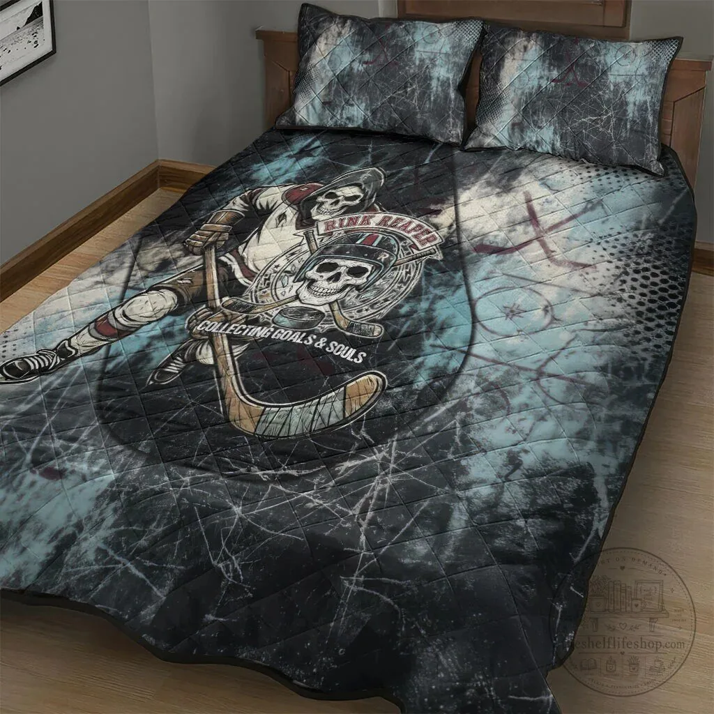 Ice Hockey Rink Reaper Grim Reaper Skeleton Quilt Bedding Set with Pillow Shams 11 Ice Hockey Rink Reaper Grim Reaper Skeleton Quilt Bedding Set with Pillow Shams