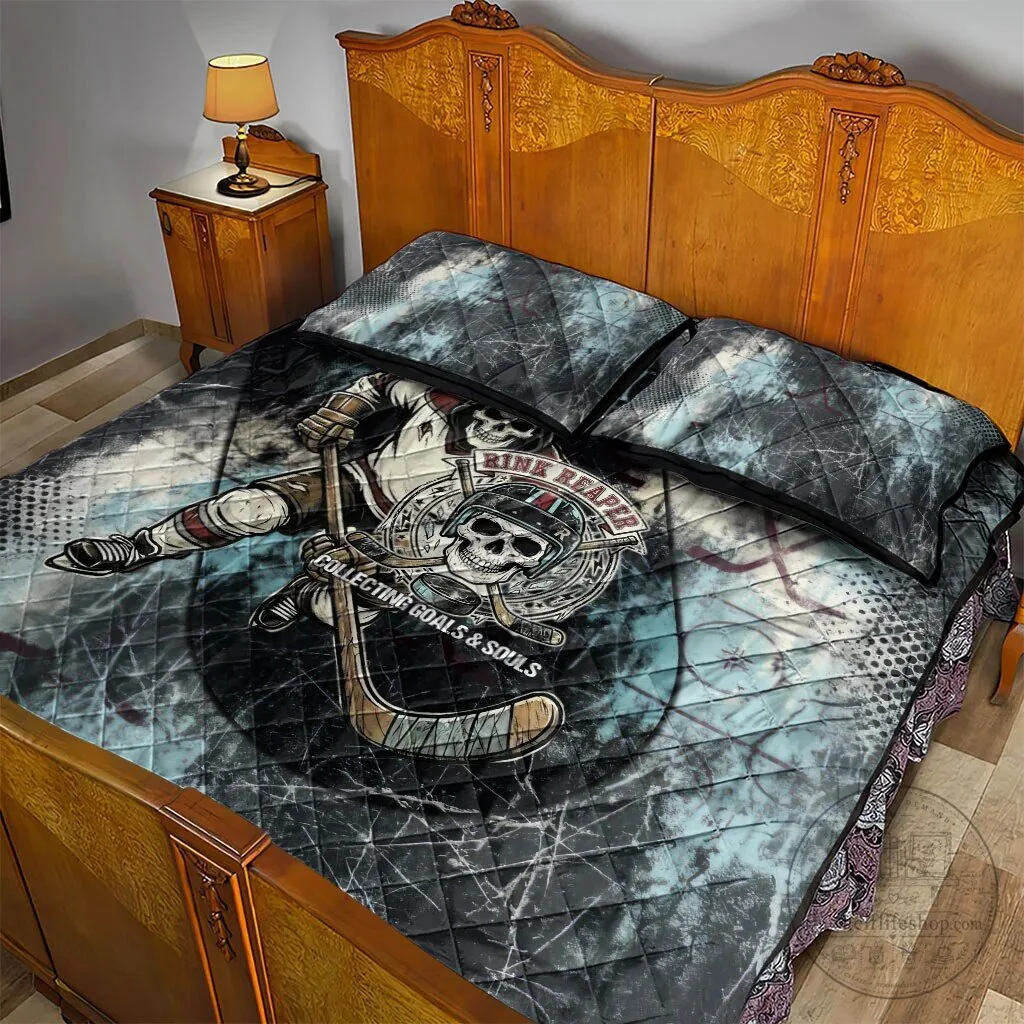 Ice Hockey Rink Reaper Grim Reaper Skeleton Quilt Bedding Set with Pillow Shams 12 Ice Hockey Rink Reaper Grim Reaper Skeleton Quilt Bedding Set with Pillow Shams