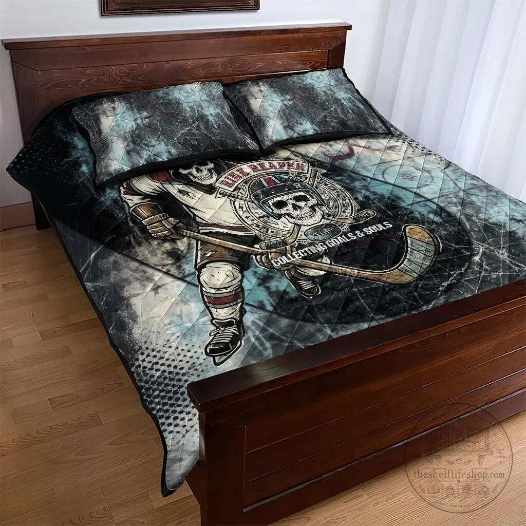 Ice Hockey Rink Reaper Grim Reaper Skeleton Quilt Bedding Set with Pillow Shams 13 Ice Hockey Rink Reaper Grim Reaper Skeleton Quilt Bedding Set with Pillow Shams