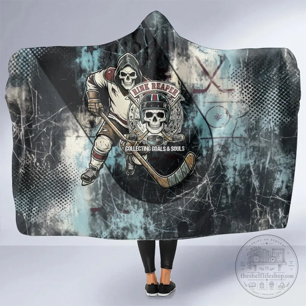 Ice Hockey Rink Reaper Grim Reaper Skeleton Hooded Blanket for Hockey Players