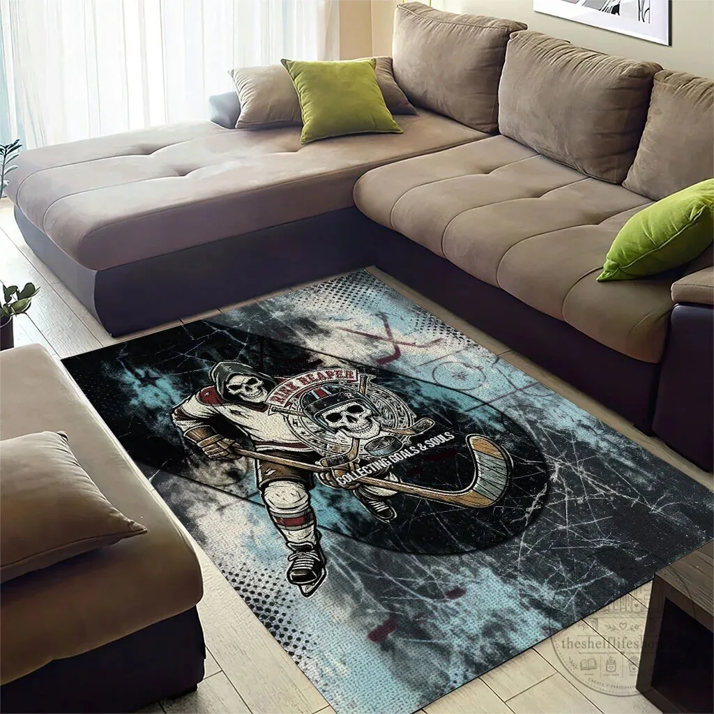 Ice Hockey Rink Reaper Grim Reaper Skeleton Collecting Goals and Souls Area Rug 11 Ice Hockey Rink Reaper Grim Reaper Skeleton Collecting Goals and Souls Area Rug