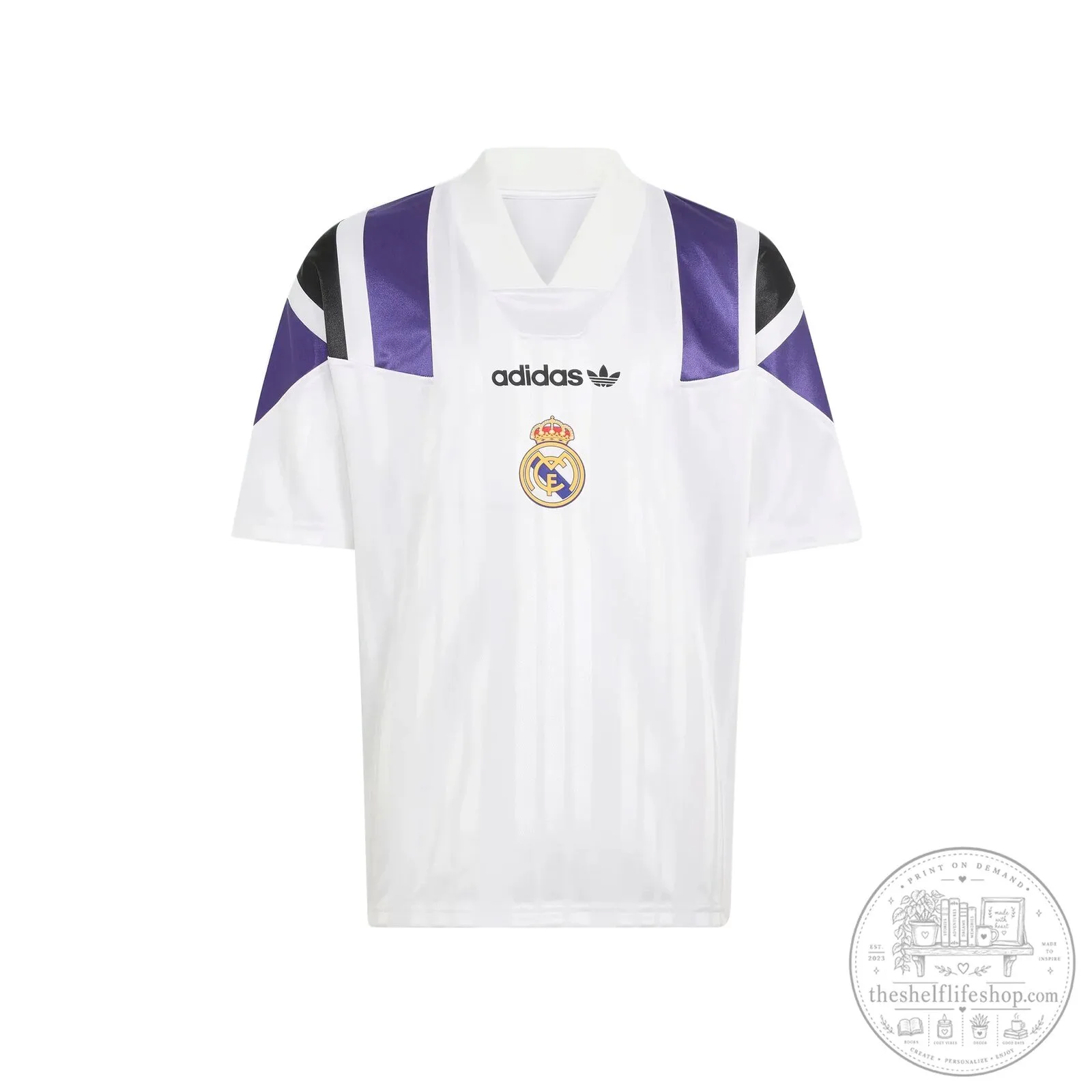 Real Madrid 1994-1996 Home Football Jersey White Purple Adidas