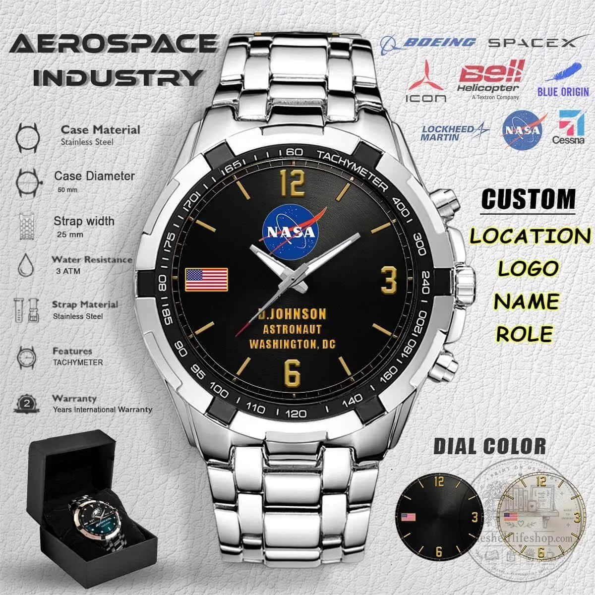 NASA Aerospace Industry Stainless Steel Tachymeter Watch