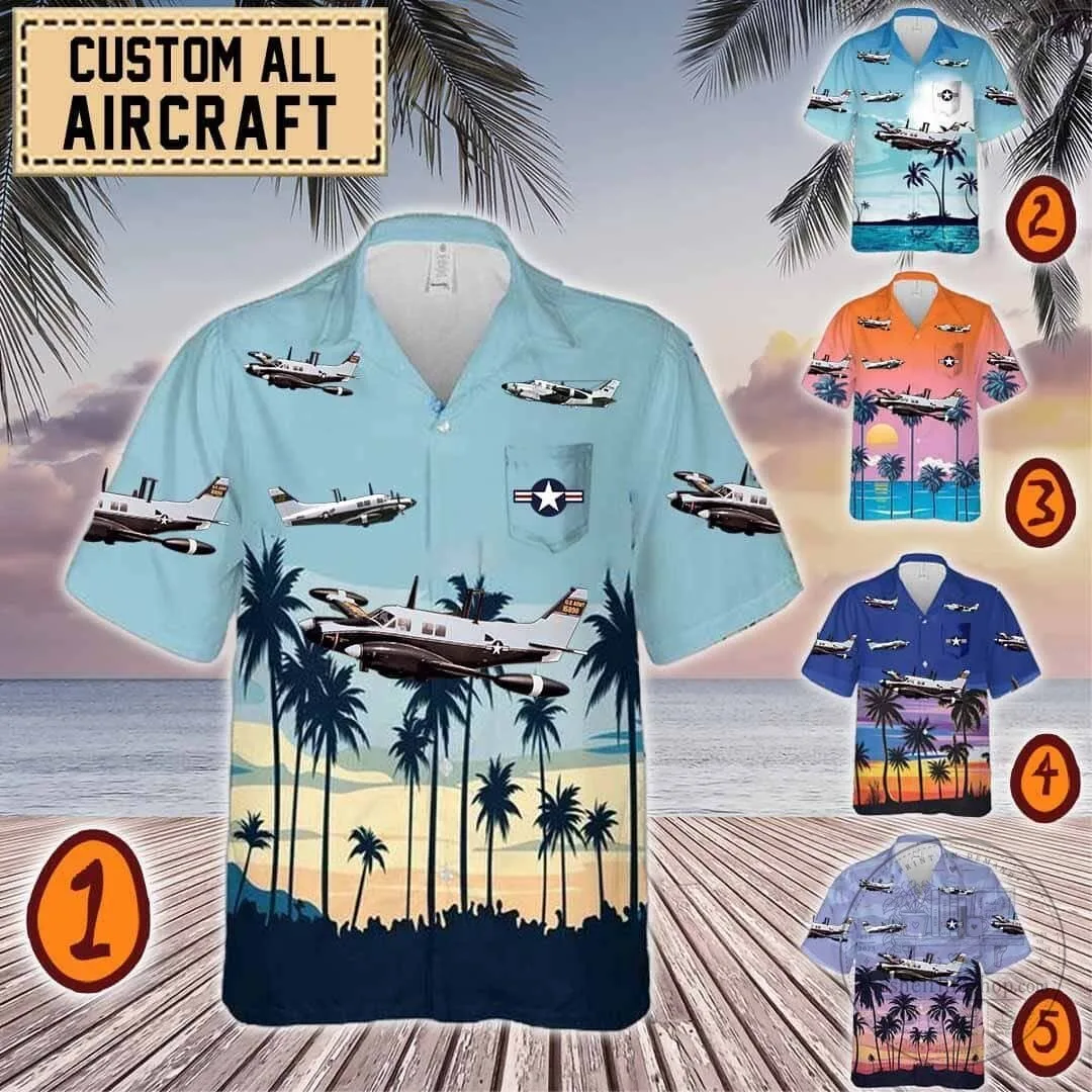 Custom All Aircraft Military Airplane Palm Trees Hawaiian Shirt