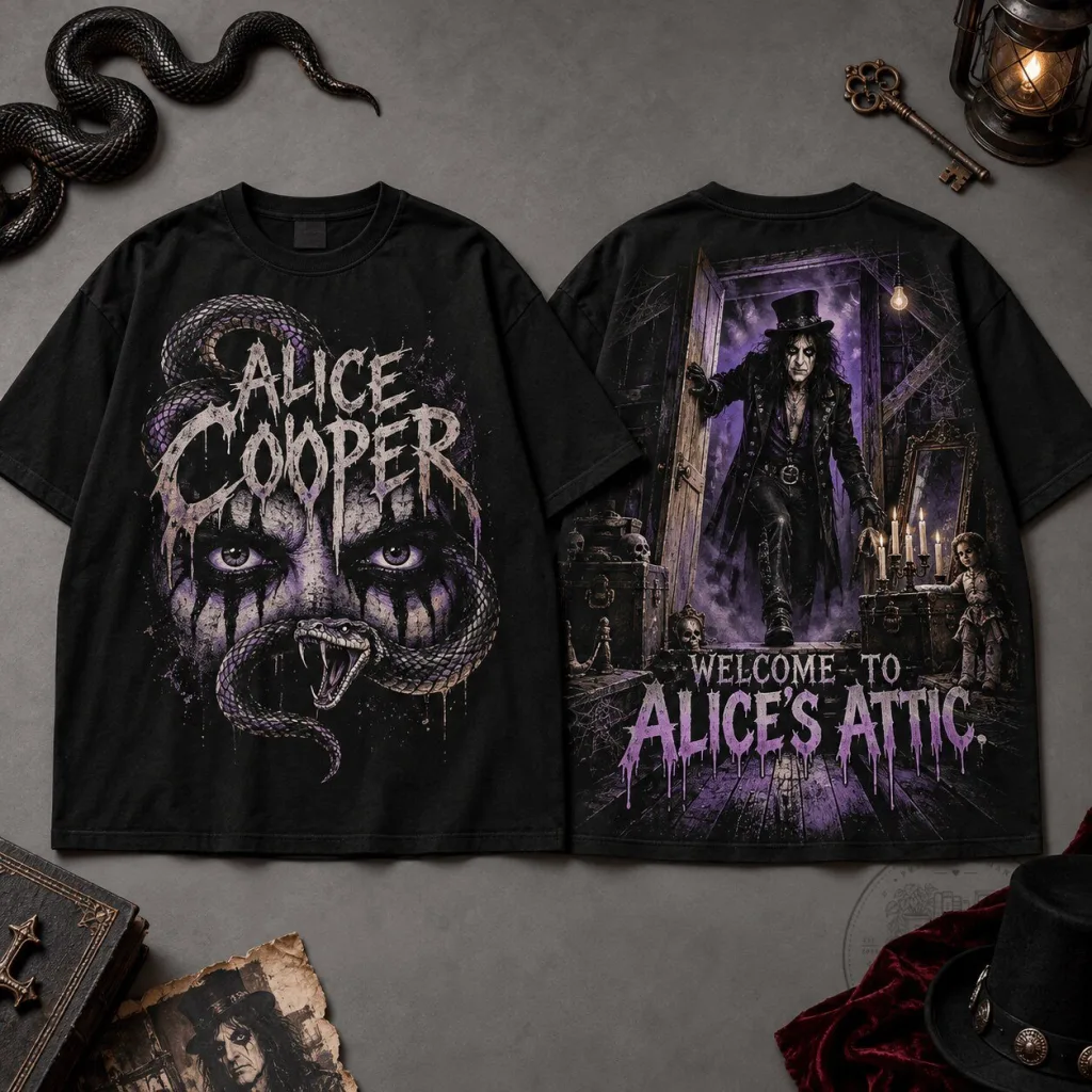 Alice Cooper Welcome to Alice's Attic Rock Band Concert T-Shirt Alice Cooper Welcome to Alice's Attic Rock Band Concert T-Shirt