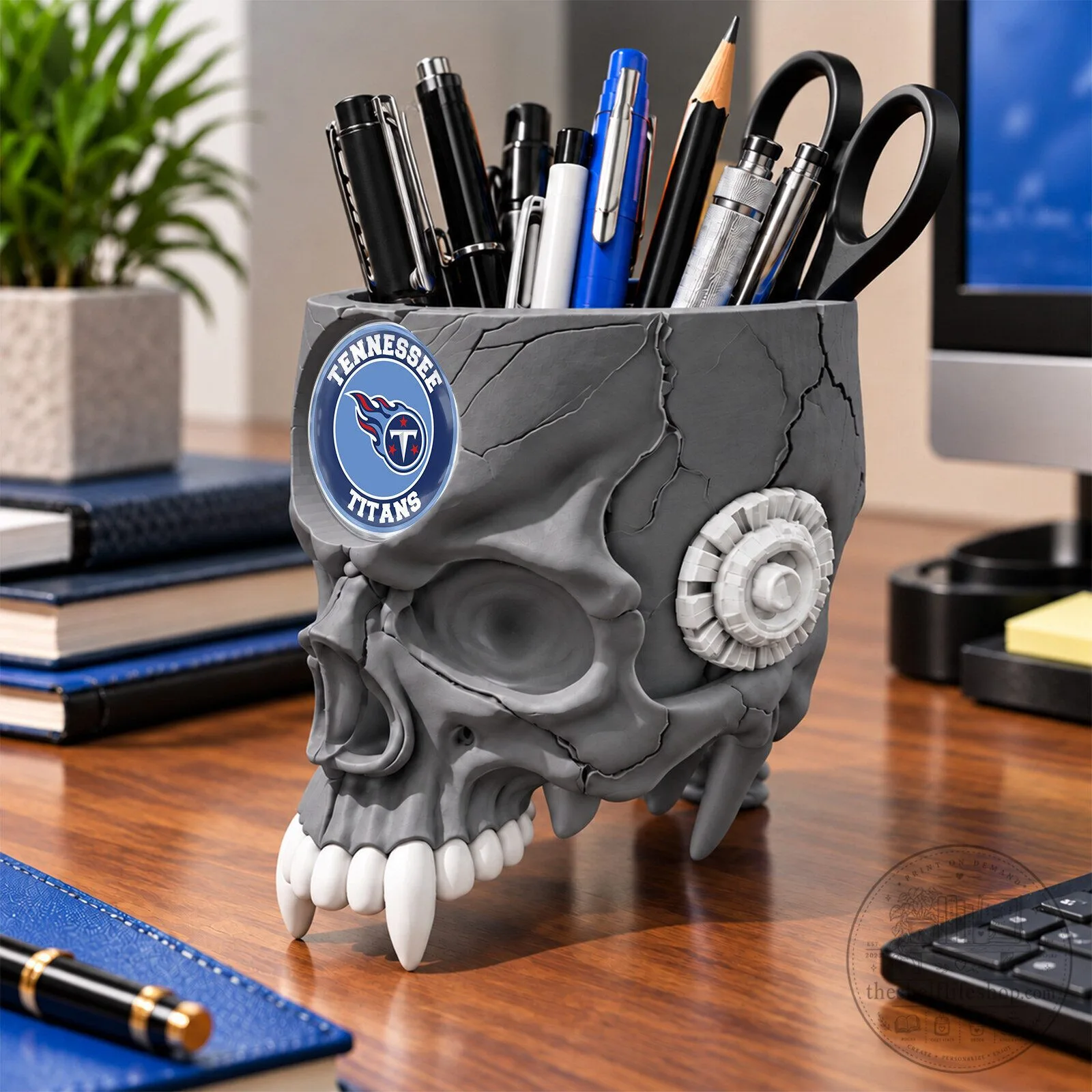 Tennessee Titans NFL Football Skull Pen and Pencil Holder Desk Organizer 10 Tennessee Titans NFL Football Skull Pen and Pencil Holder Desk Organizer