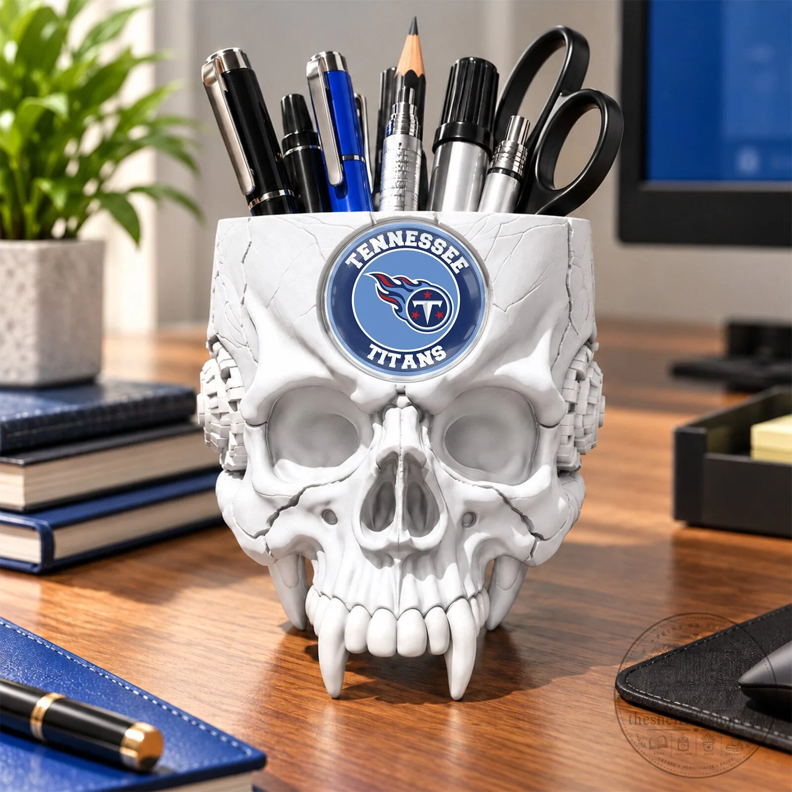 Tennessee Titans NFL Football Skull Pen and Pencil Holder Desk Organizer 11 Tennessee Titans NFL Football Skull Pen and Pencil Holder Desk Organizer