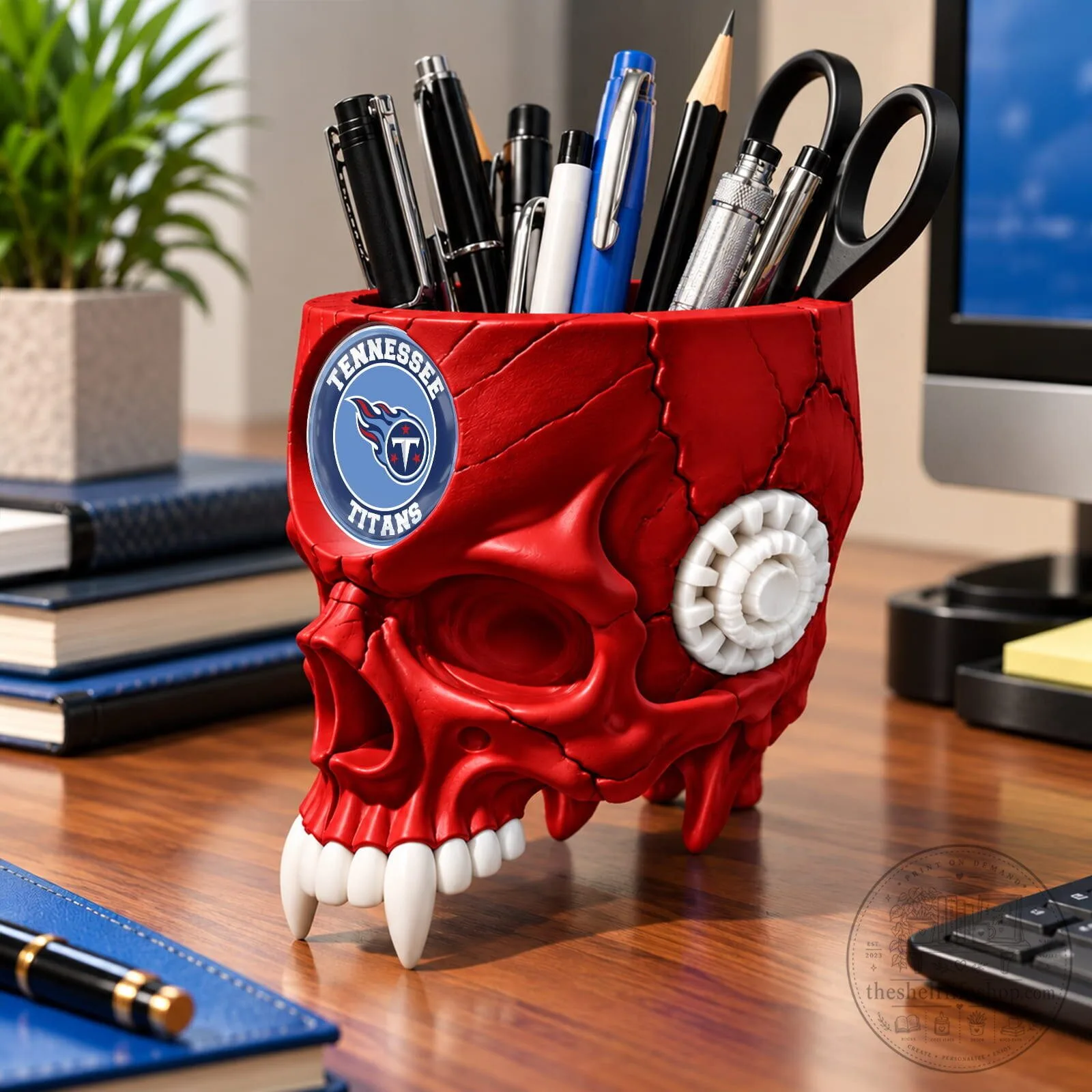 Tennessee Titans NFL Football Skull Pen and Pencil Holder Desk Organizer 12 Tennessee Titans NFL Football Skull Pen and Pencil Holder Desk Organizer