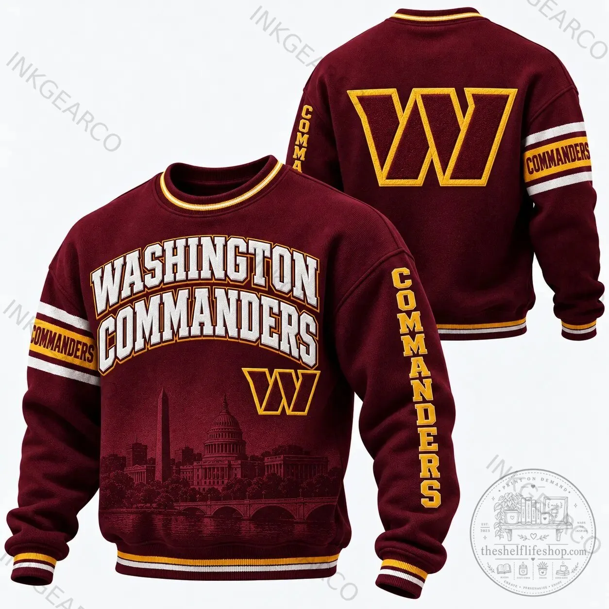 Washington Commanders Football Team Maroon Crewneck Pullover Sweatshirt