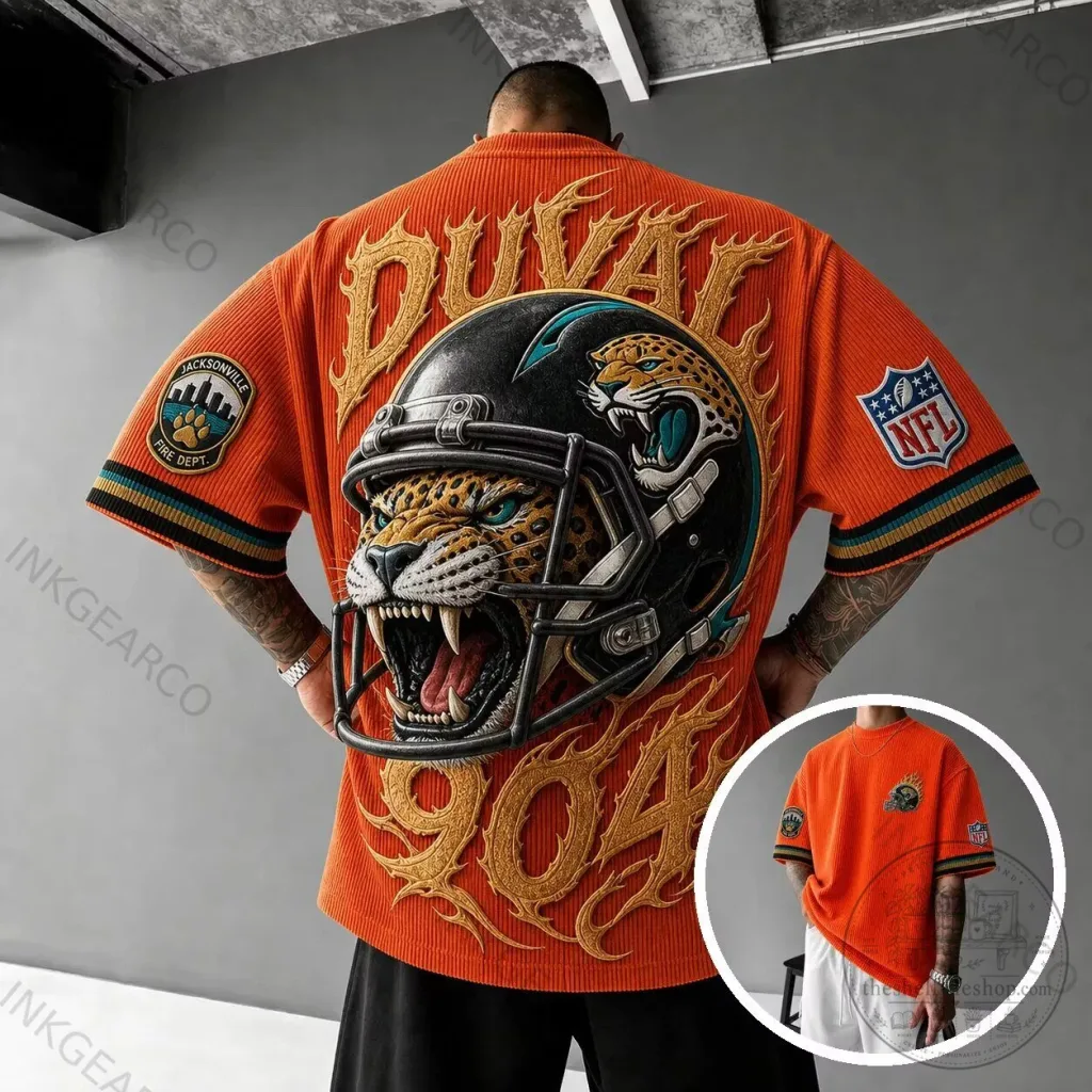 Jacksonville Jaguars Football Helmet Graphic Orange T-Shirt Jacksonville Jaguars Football Helmet Graphic Orange T-Shirt