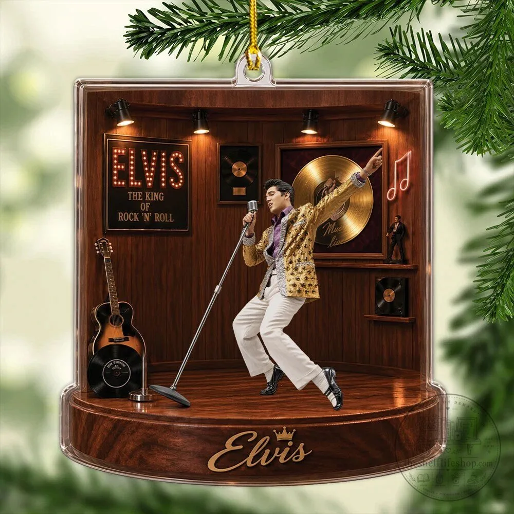 Elvis Presley The King of Rock and Roll Stage Christmas Ornament