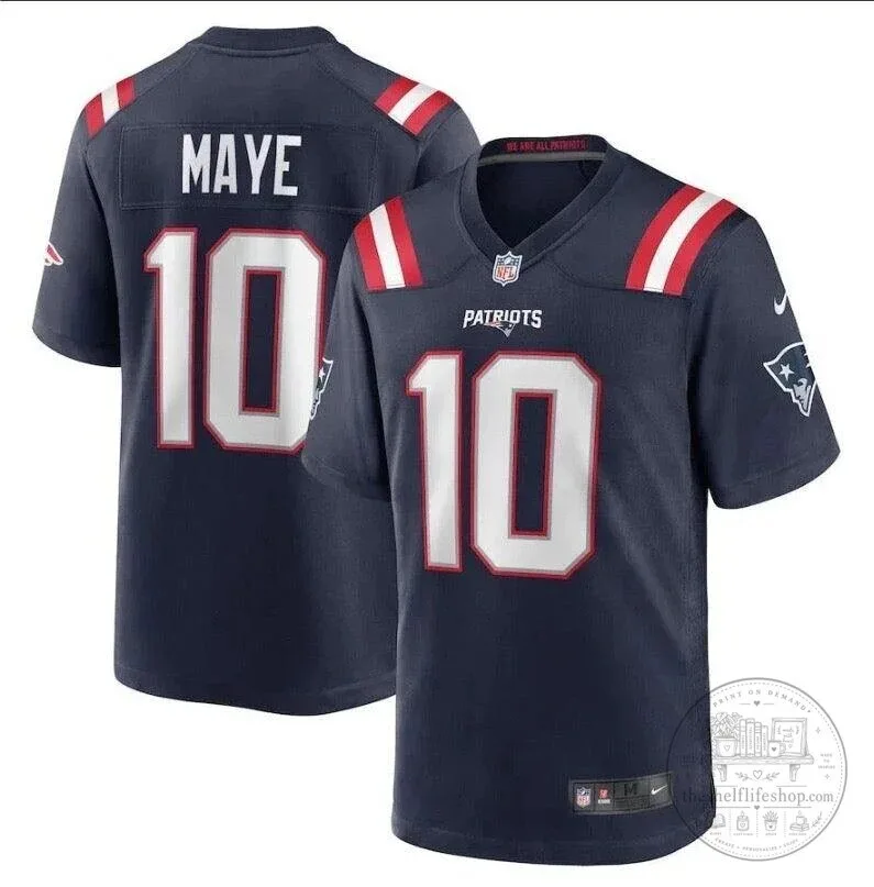 New England Patriots Drake Maye Navy Blue Football Jersey