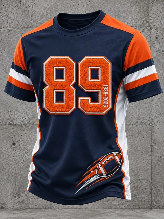 Navy Blue Orange White Football Sports Jersey
