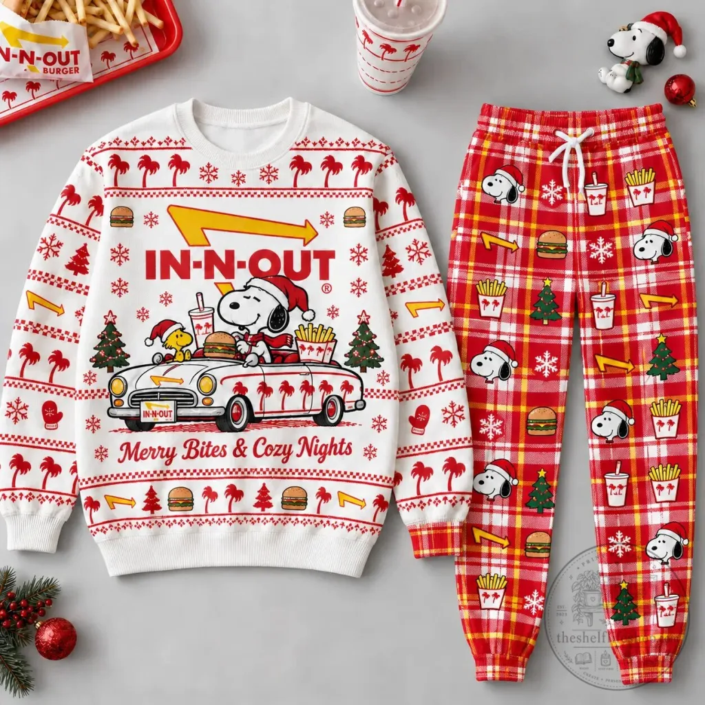 Snoopy Woodstock Merry Bites and Cozy Nights In-N-Out Burger Christmas Sweatshirt Snoopy Woodstock Merry Bites and Cozy Nights In-N-Out Burger Christmas Sweatshirt