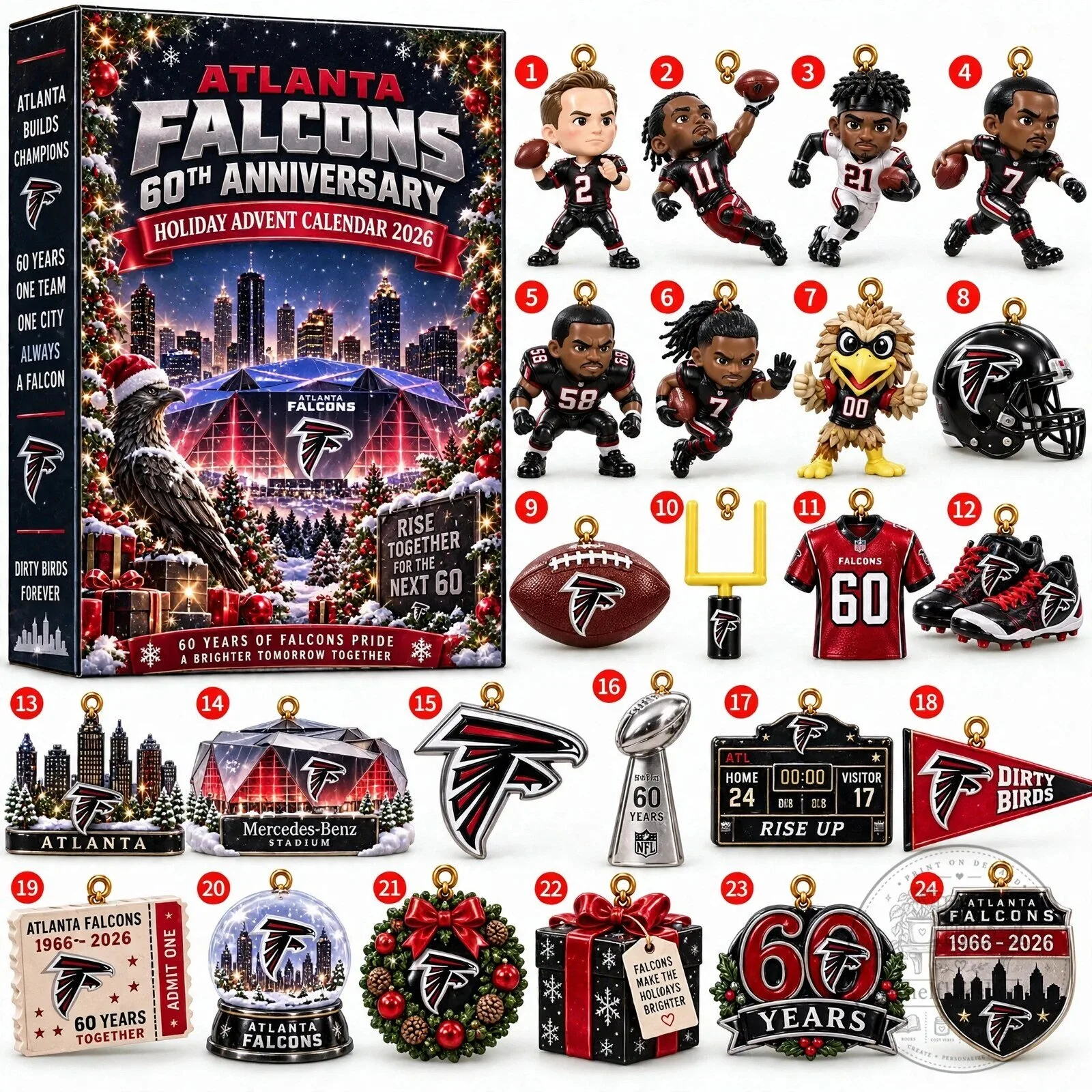 Atlanta Falcons 60th Anniversary Holiday Advent Calendar 2026