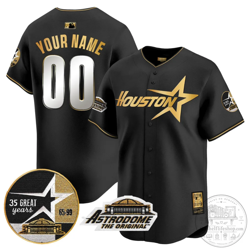 Houston Astros 1999 Throwback Astrodome Black Gold Baseball Jersey Houston Astros 1999 Throwback Astrodome Black Gold Baseball Jersey